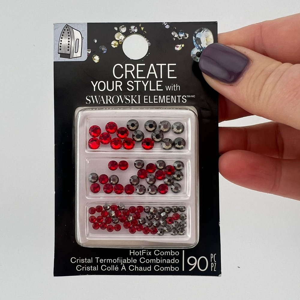 EK Success HotFix Red Gray‎ Crystal Mix 90pc Made w/ Swarovski Elements